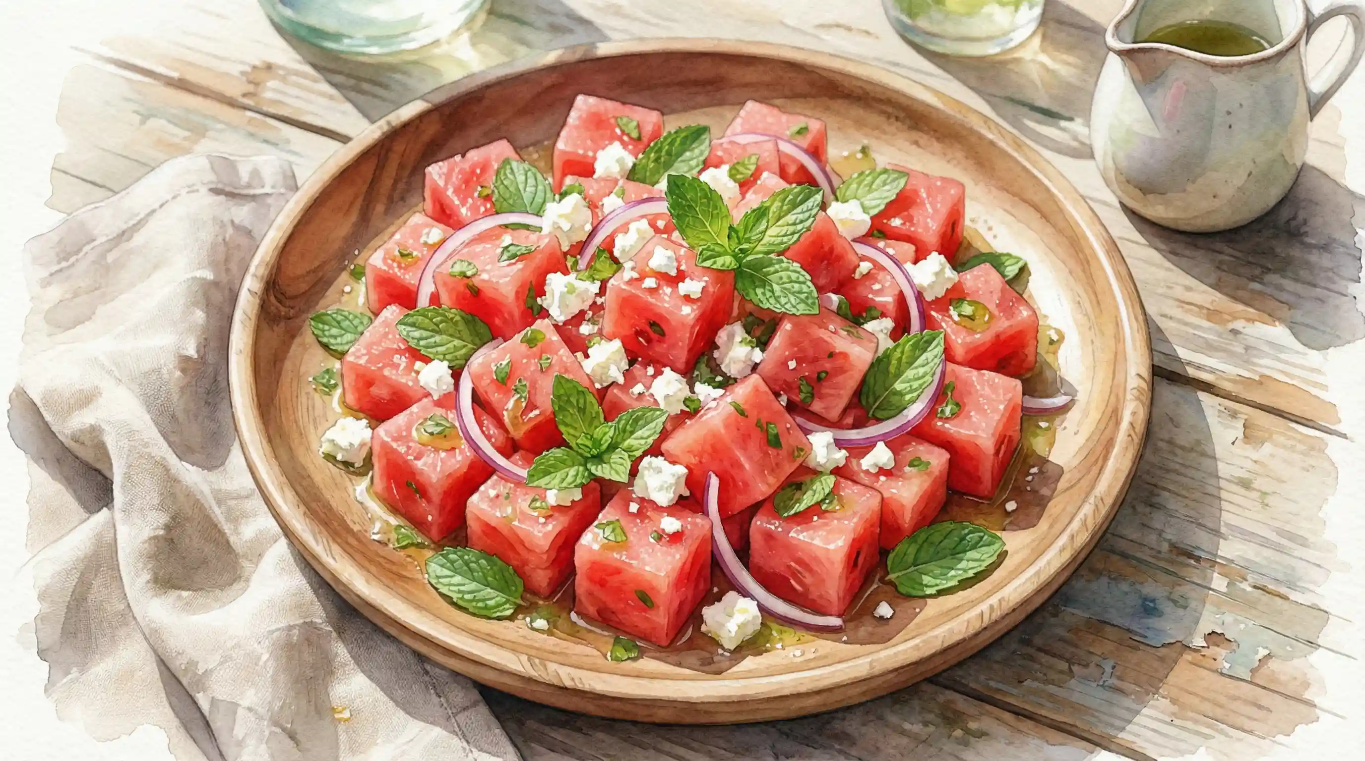 西瓜菲达奶酪沙拉 - 吃瓜黑料